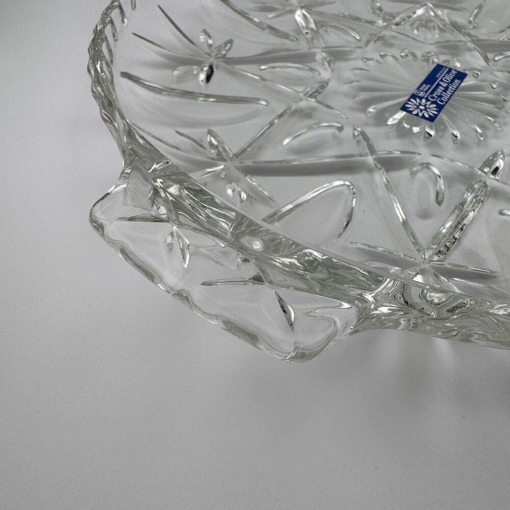 Vintage Anchor Hocking Cross & Olive Glass Platter w/ Handles | Wedding Decor - Picture 3 of 5